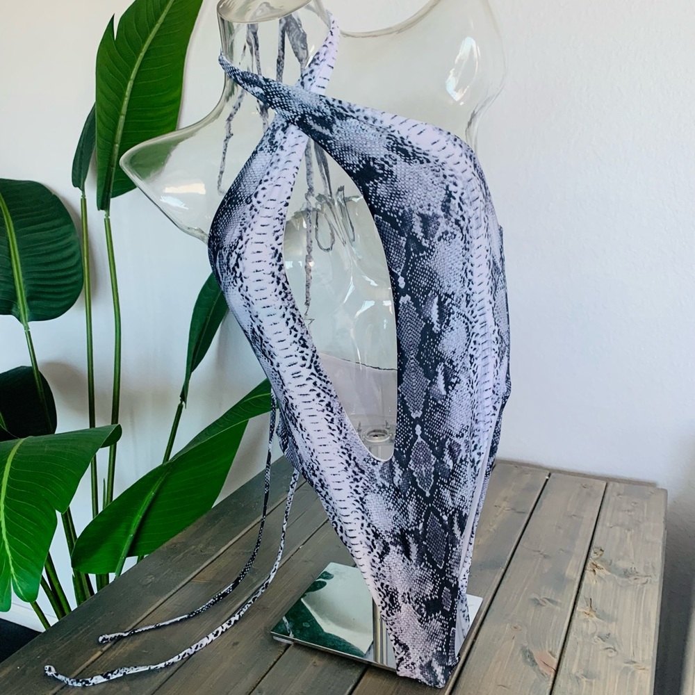 Faux snakeskin one piece bathing suit